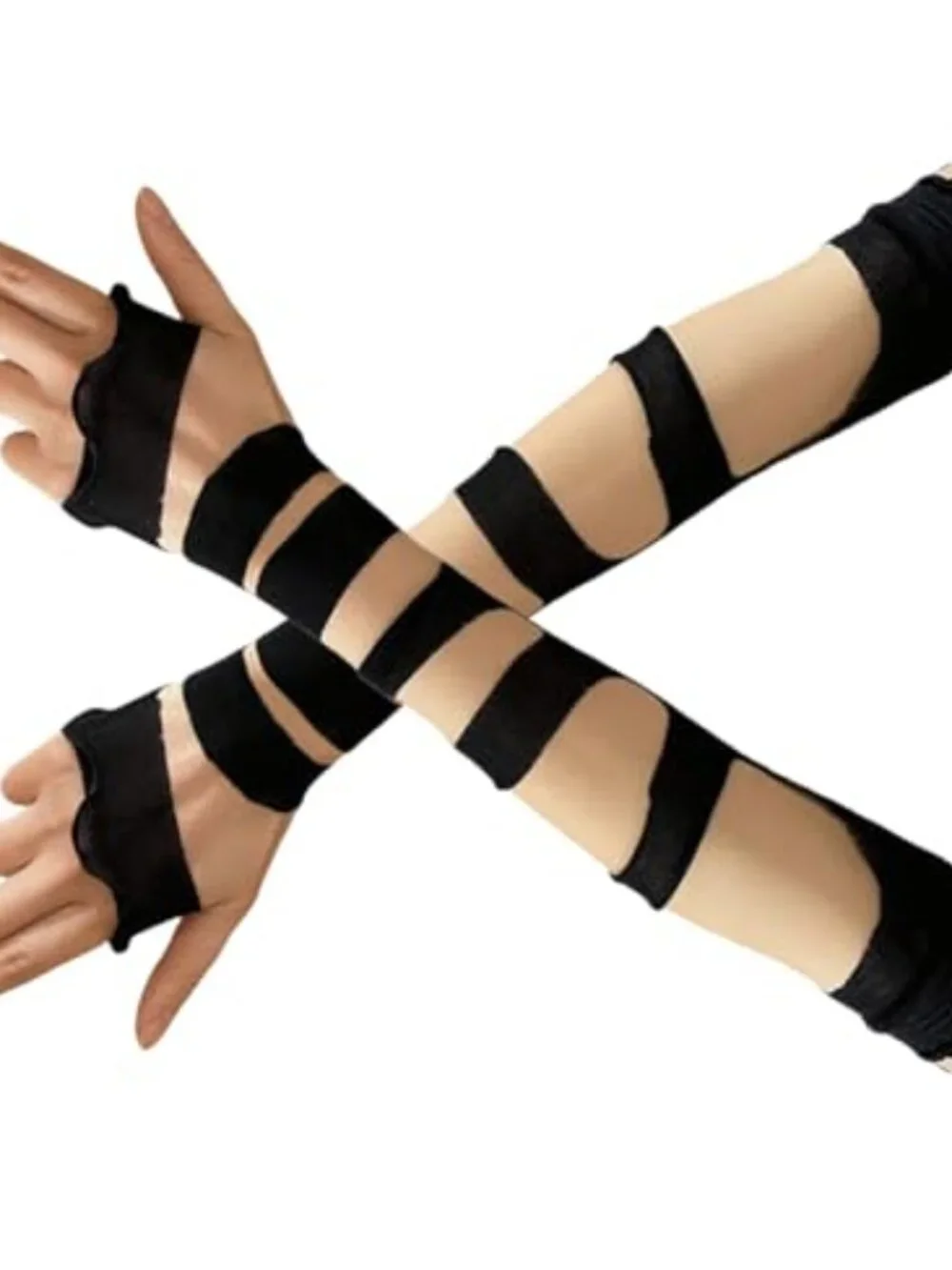 Lace Fingerless Gloves Gothic DIY Strapping Elastic Mesh Punk Arm Warmers